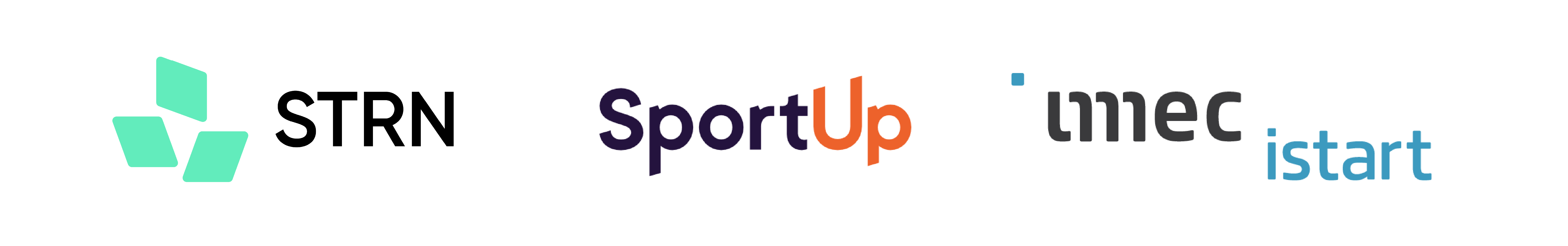 Logos of STRN, SportUp and Imec iStart